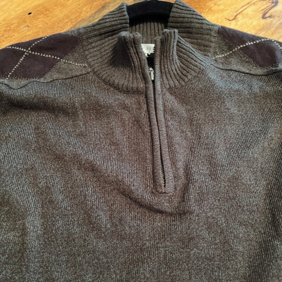 GEOFFREY BEENE Men's grey/green Extra Soft Front zip Argyle sleeve sweater NWT - Picture 6 of 8